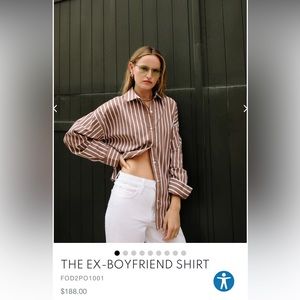 Anthropologie Favorite Daughter Ex-Boyfriend Shirt -brown striped button up-